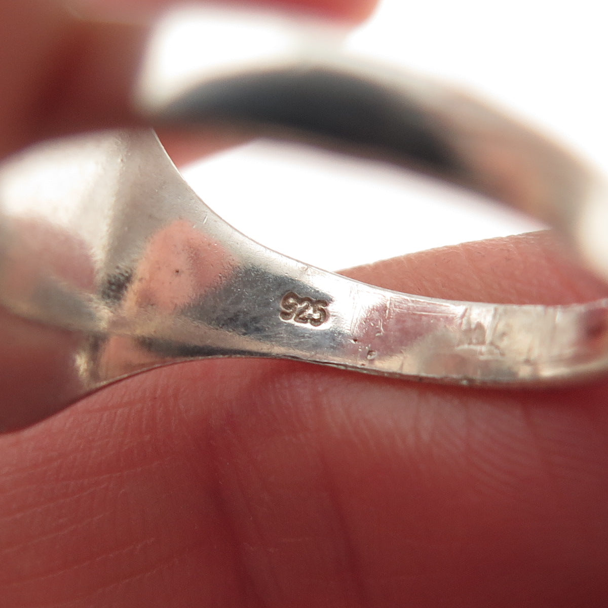 925 Sterling Silver Vintage Real Black Onyx Modernist Ring Size 8.75