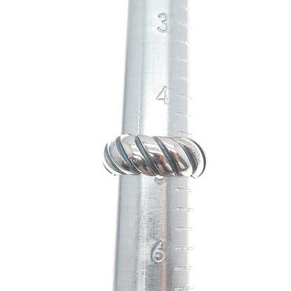 925 Sterling Silver Vintage Modernist Ribbed Oxidized Band Ring Size 5