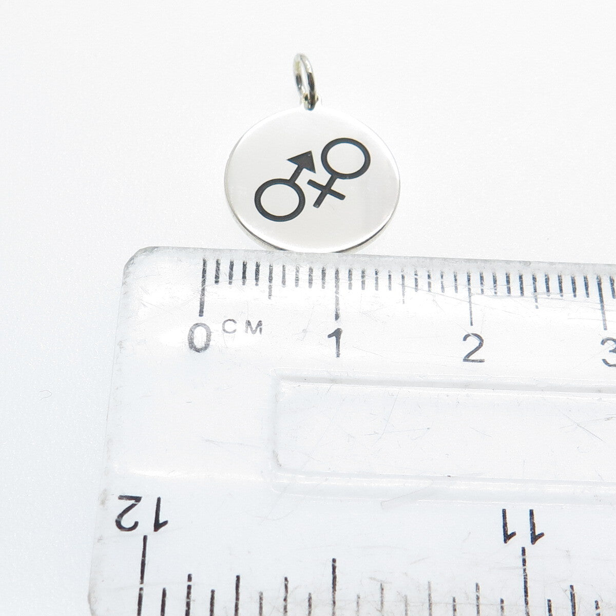 925 Sterling Silver Black Enamel Male & Female Sign Minimalist Charm Pendant