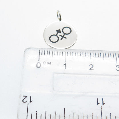 925 Sterling Silver Black Enamel Male & Female Sign Minimalist Charm Pendant