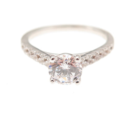 925 Sterling Silver Round-Cut C Z Engagement Ring Size 7