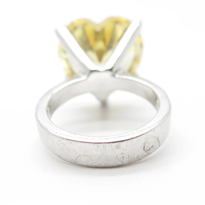 925 Sterling Silver Heart-Cut Shaped Yellow C Z Engagement Ring Size 5