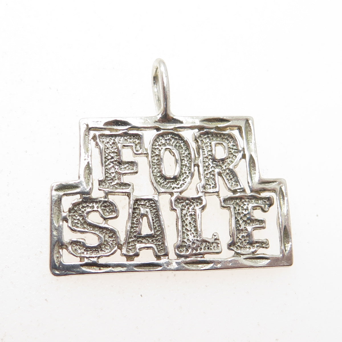 925 Sterling Silver Vintage "FOR SALE" Modernist Pendant