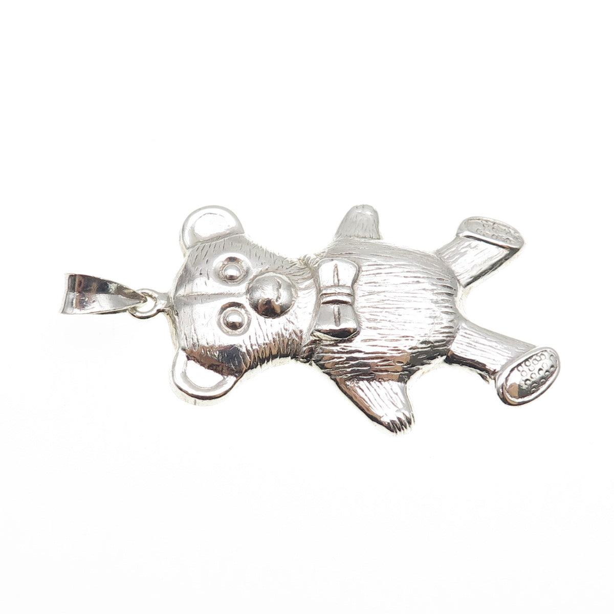 925 Sterling Silver Vintage Teddy Bear Oxidized Pendant