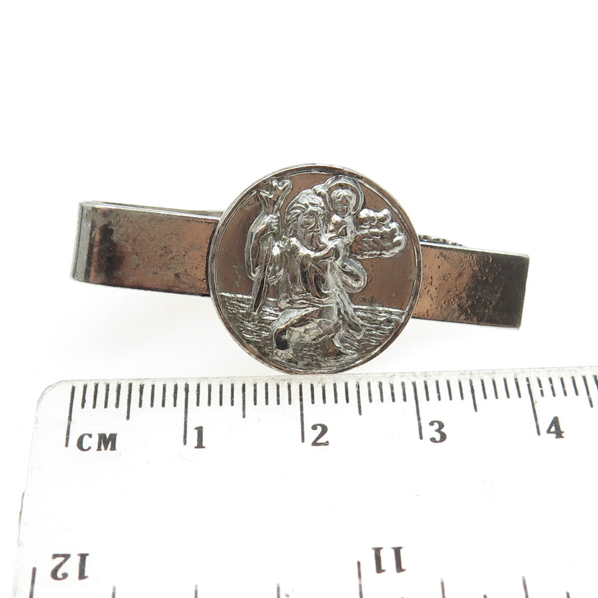 CREED 925 Sterling Silver Vintage 1961 Saint Christopher Religious Tie Clip