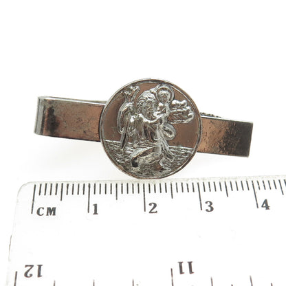 CREED 925 Sterling Silver Vintage 1961 Saint Christopher Religious Tie Clip