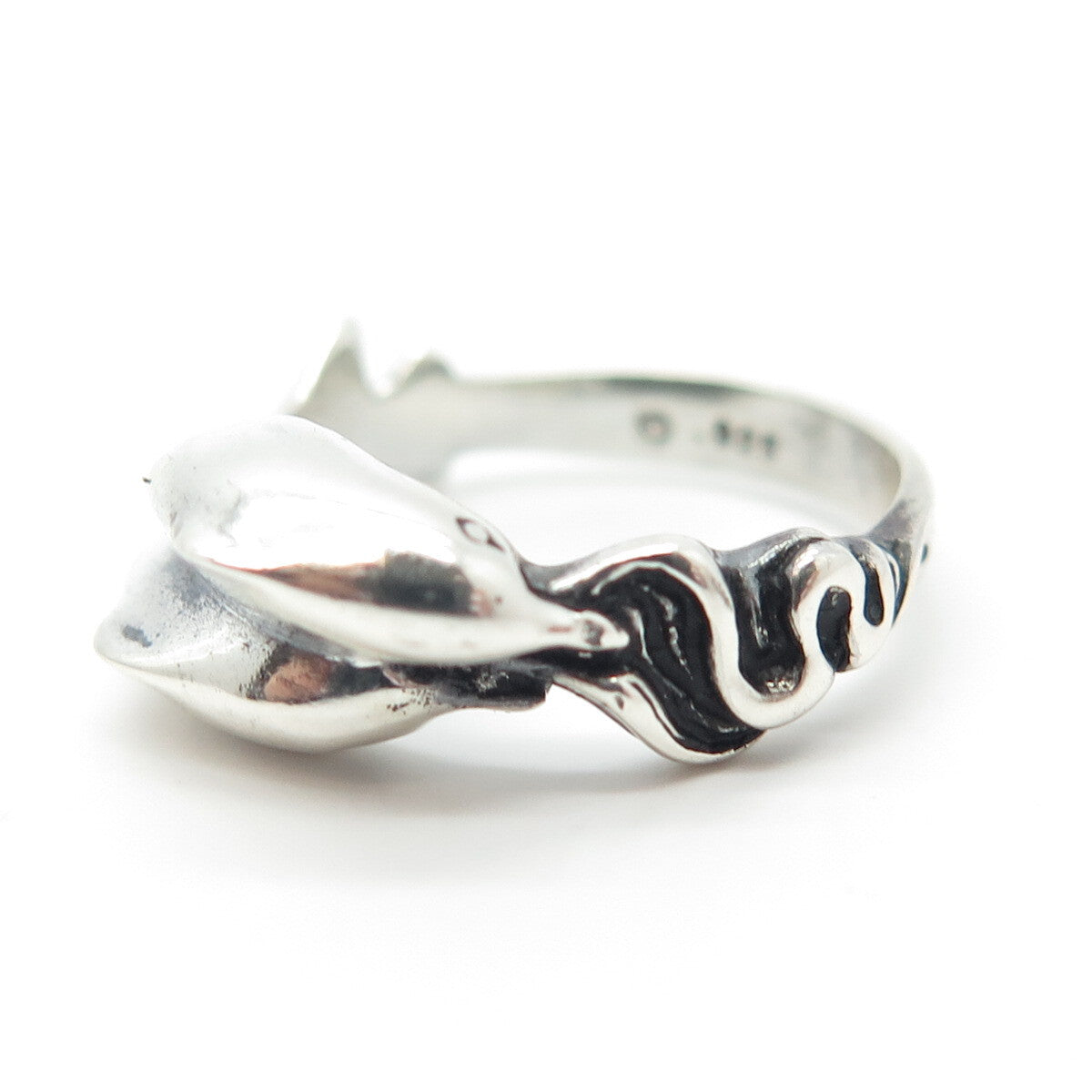 925 Sterling Silver Vintage Friendly Dolphin Ring Size 5.5