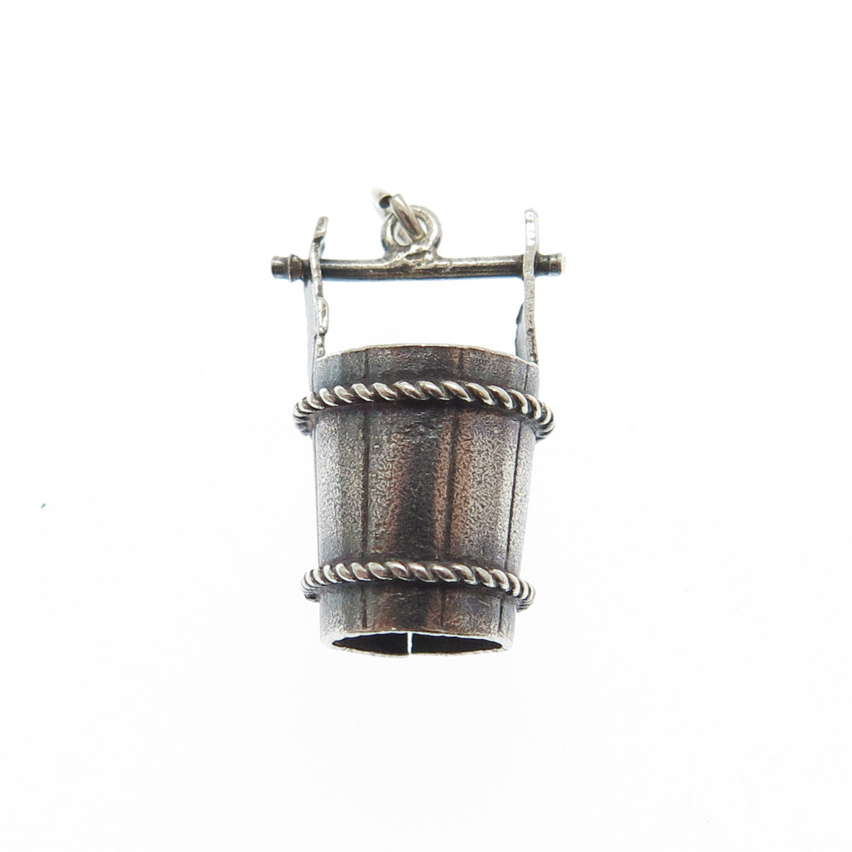 925 Sterling Silver Antique Art Deco Japanese Water Bucket Minimalist Pendant