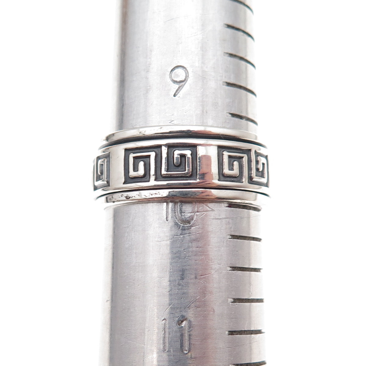 950 Silver Vintage Spiral Oxidized Rotating Band Ring Size 10