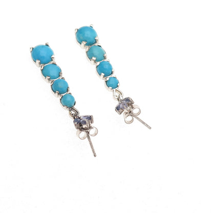 Chuck Clemency 925 Sterling Silver Real Turquoise & Tanzanite Dangle Earrings