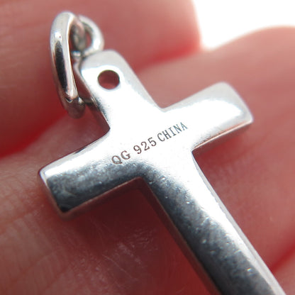 925 Sterling Silver Vintage "Faith" Cross Minimalist Charm Pendant