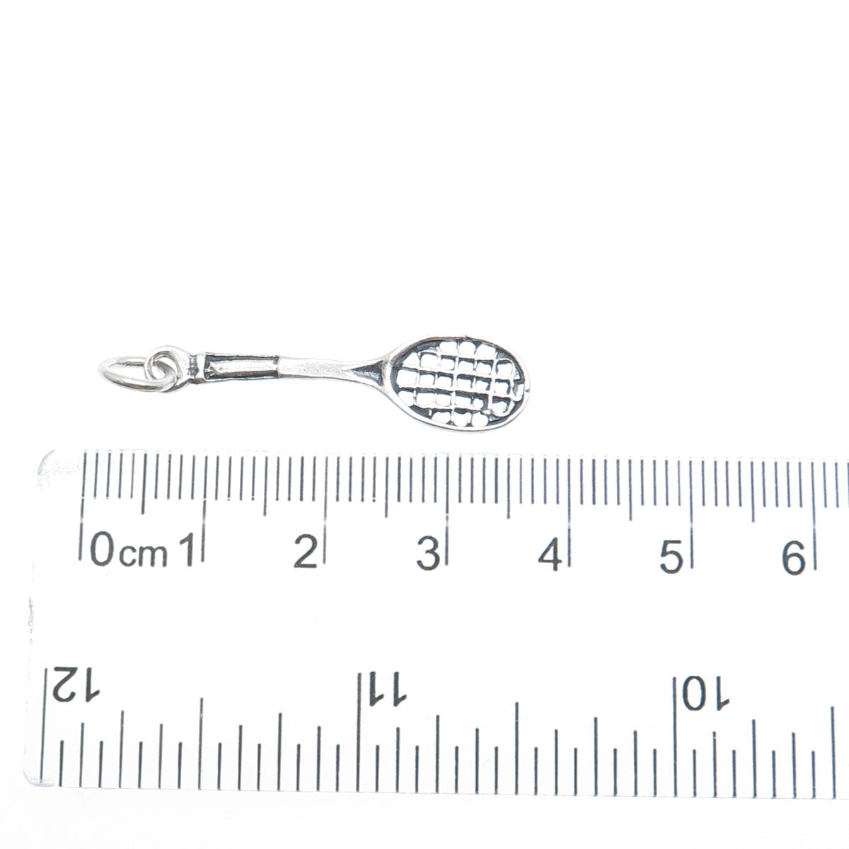 925 Sterling Silver Vintage Tennis Racket Oxidized Minimalist Charm Pendant