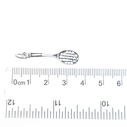 925 Sterling Silver Vintage Tennis Racket Oxidized Minimalist Charm Pendant