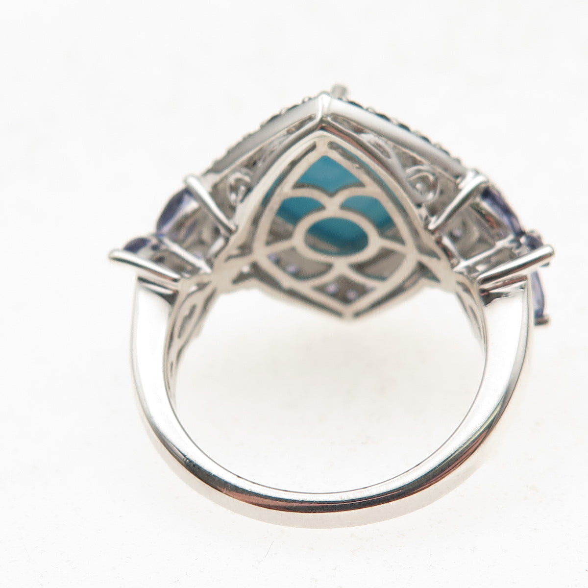 Chuck Clemency 925 Sterling Silver Real Turquoise Tanzanite & Topaz Ring Size 8