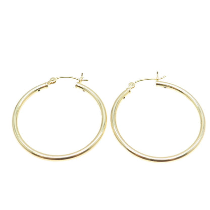 925 Sterling Silver Gold Plated Tube Hoop Earrings