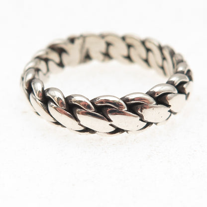 925 Sterling Silver Vintage Mexico Woven Oxidized Band Ring Size 11