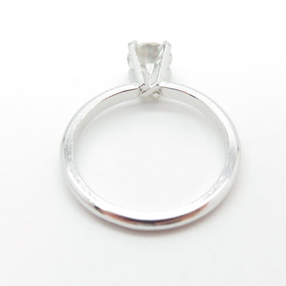 BATTIN & CO. 925 Sterling Silver Vintage Round-Cut C Z Engagement Ring Size 6