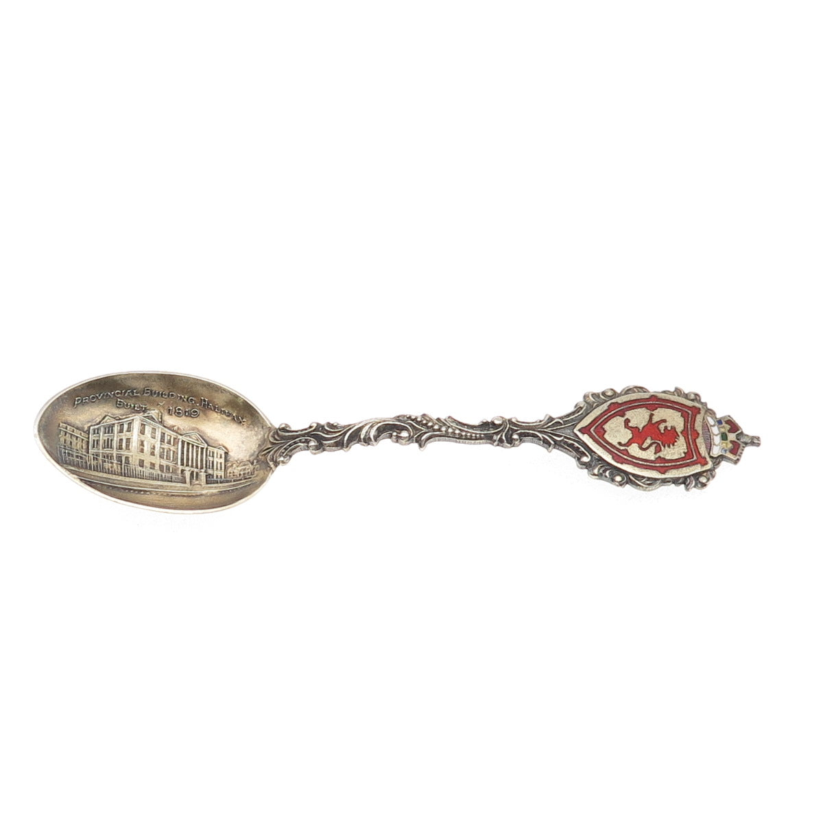 925 Sterling Antique 1901 Canada Enamel Provincial Building Halifax Coffee Spoon