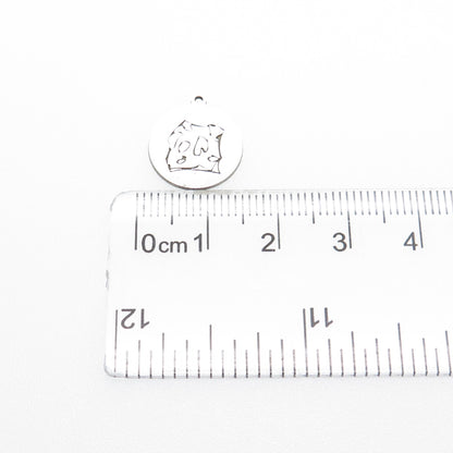 TWO IN TOWN 925 Sterling Silver Engraved Dog Round Tag Minimalist Charm Pendant