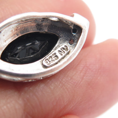NEVADA 925 Sterling Silver Real Diamond & Black Spinel Minimalist Pendant
