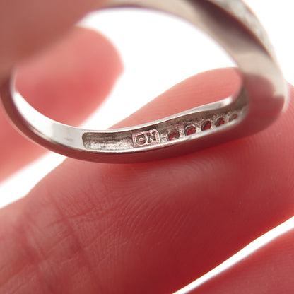 925 Sterling Silver Round-Cut C Z Half Eternity Wavy Band Ring Size 5.25