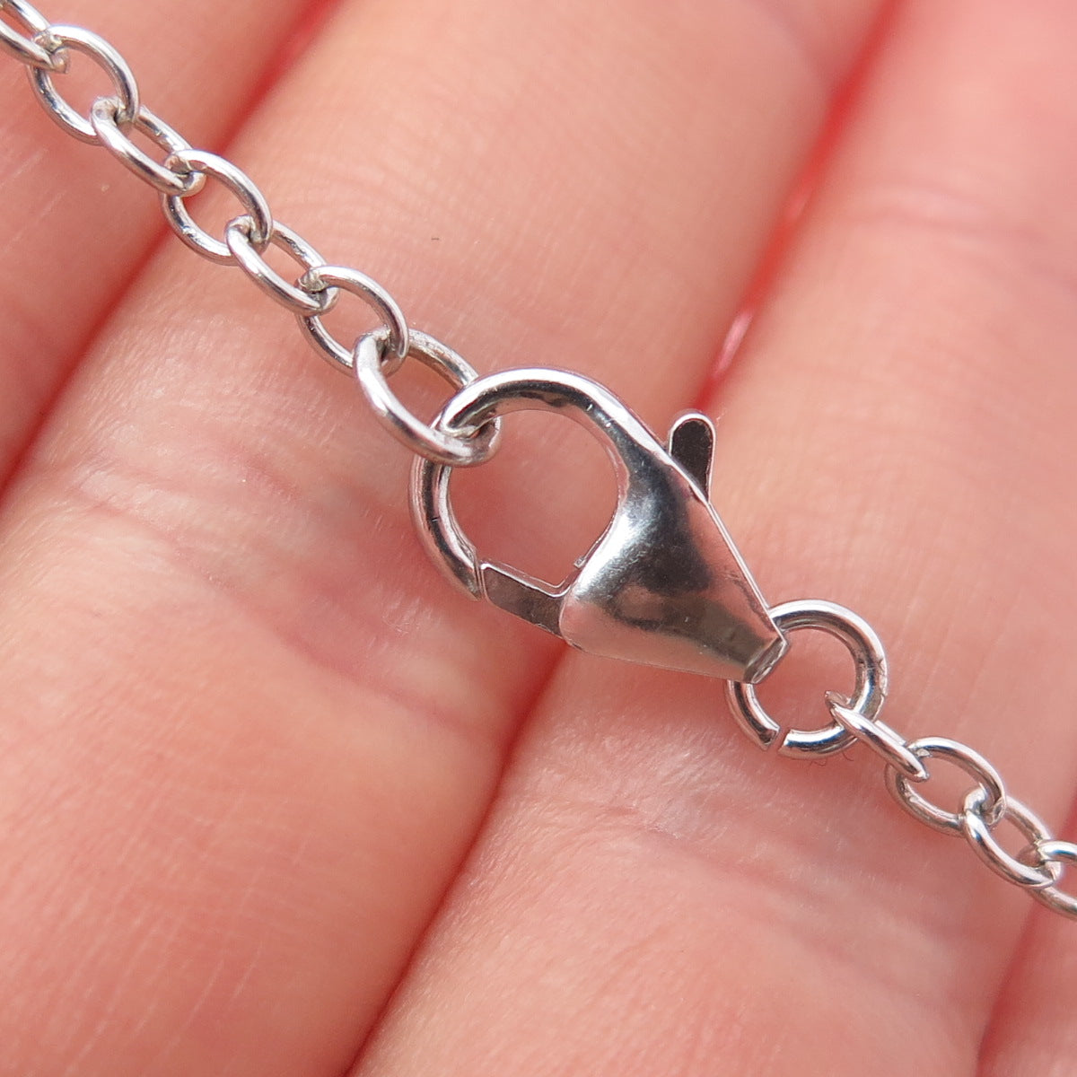 925 Sterling Silver Vintage Faux Pearl Teardrop Cable Chain Necklace 16"