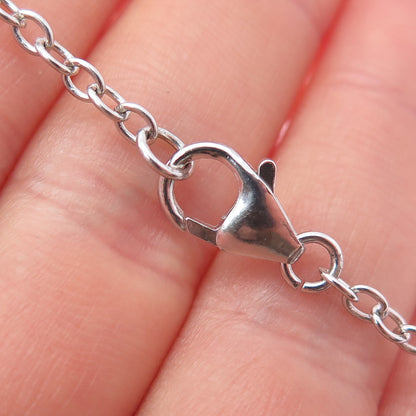 925 Sterling Silver Vintage Faux Pearl Teardrop Cable Chain Necklace 16"