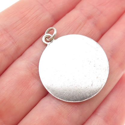925 Sterling Silver Vintage Mayan Calendar Oxidized Charm Pendant