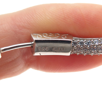 KLEO 925 Sterling Silver Round-Cut C Z In & Out Wavy Large Hoop Earrings