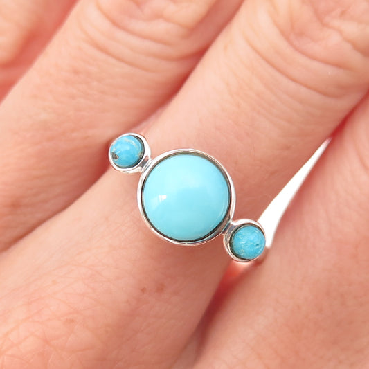 Tehya Oyama 925 Sterling Silver Real Tyrone Turquoise Ring Size 8