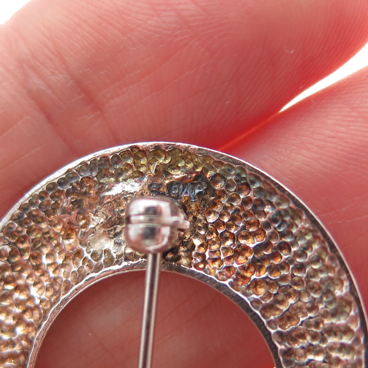 925 Sterling Silver Vintage Interlocked Eternity Oxidized Pin Brooch