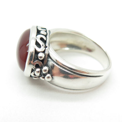 925 Sterling Silver Vintage Real Carnelian Gemstone Boho Ring Size 6.25