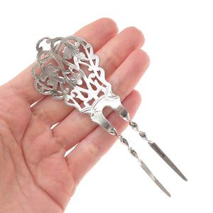 925 Sterling Silver Antique Art Deco Floral Hair Double Pin