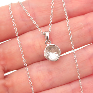 D'Joy 925 Sterling Silver Real Rose-Cut Diamond Cable Chain Necklace 18"