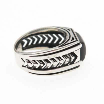 CHIMODA 925 Sterling Silver Real Black Onyx Arrow Oxidized Ring Size 7