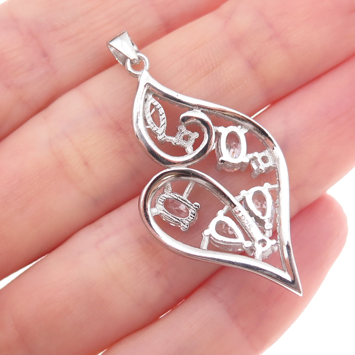 925 Sterling Silver Multi-Cut C Z Charm Pendant