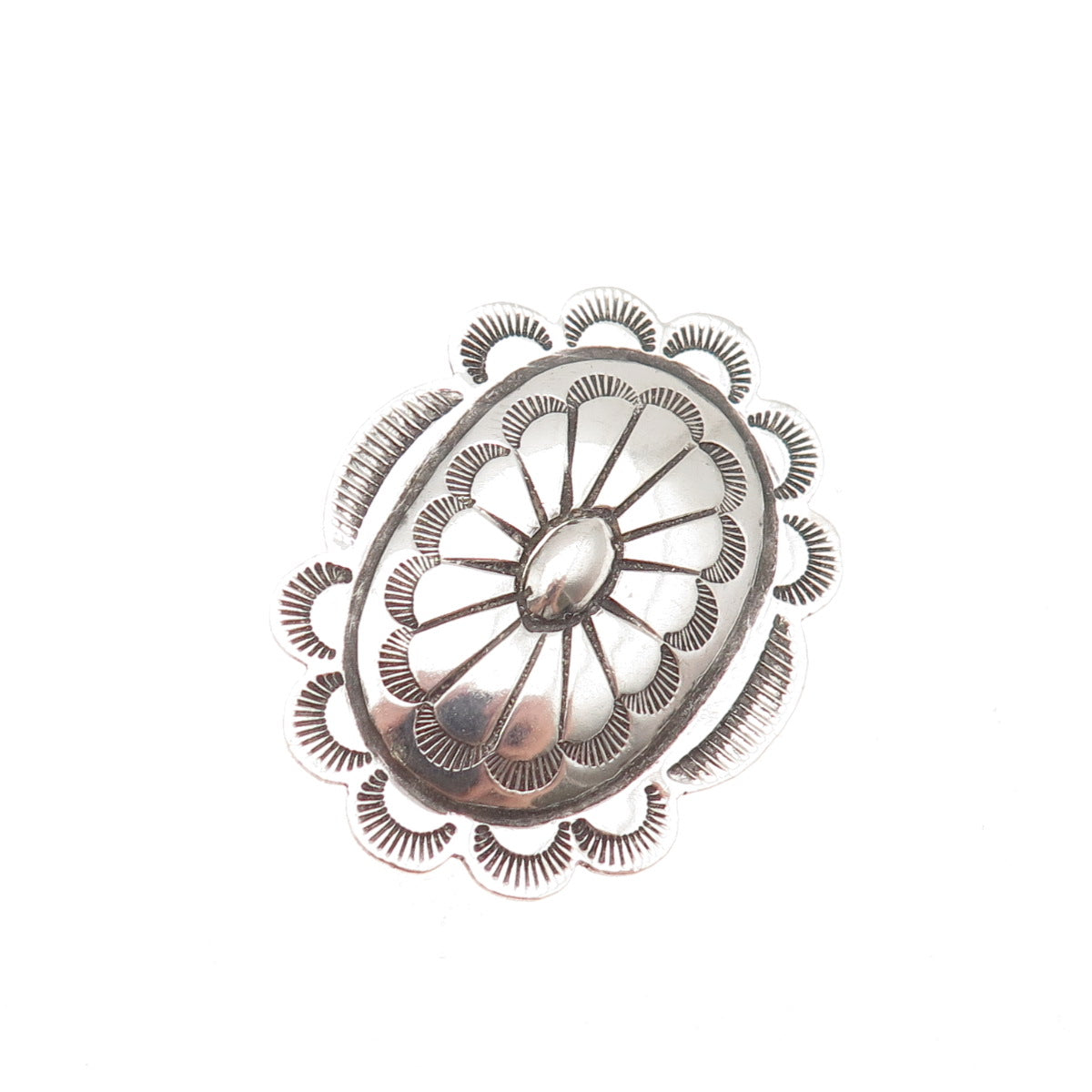 Old Pawn 925 Sterling Silver Vintage Southwestern Concho Tribal Pin Brooch