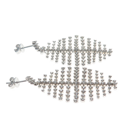 925 Sterling Silver Round-Cut C Z Articulated Petal Dangle Earrings