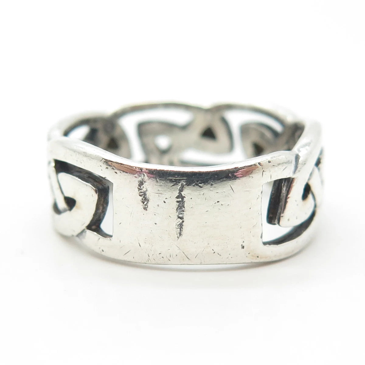 925 Sterling Silver Vintage Mexico Celtic Band Ring Size 11.25