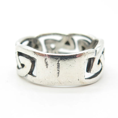 925 Sterling Silver Vintage Mexico Celtic Band Ring Size 11.25