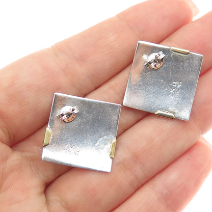 LONNA KELLER 925 Sterling Silver 2-Tone Vintage Modernist Earrings