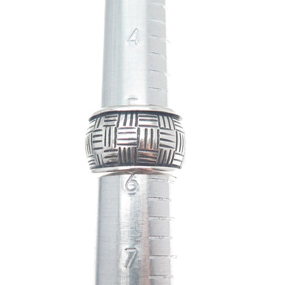 925 Sterling Silver Vintage Cigar Oxidized Wide Band Ring Size 6