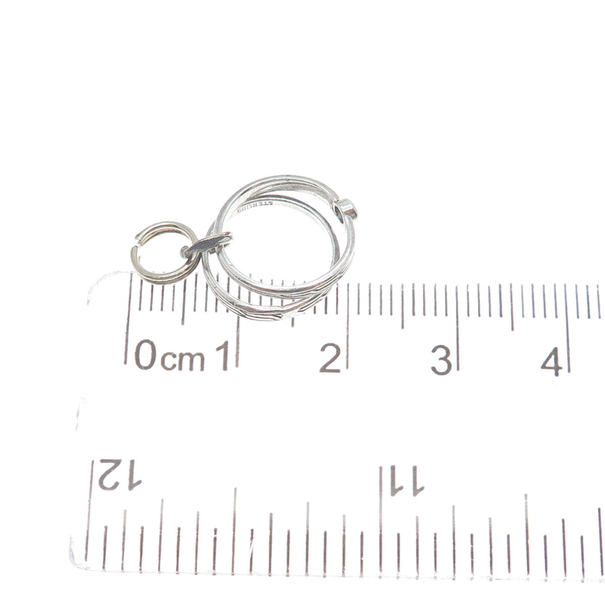 925 Sterling Silver Vintage Rhinestone SET of 2 Wedding Bands Minimalist Pendant
