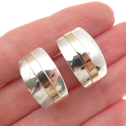 KEITH 925 Sterling Silver 14K Gold Vintage Modernist Omega Back Earrings