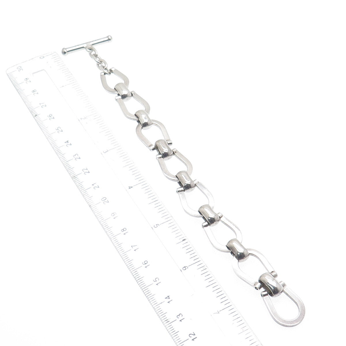 925 Sterling Silver Vintage Mexico Horseshoe Link Bracelet 7.5"