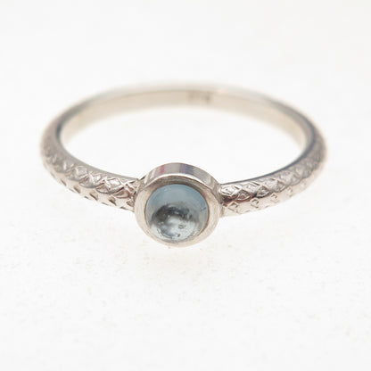 925 Sterling Silver Vintage Real Aquamarine Oxidized Ring Size 6.25