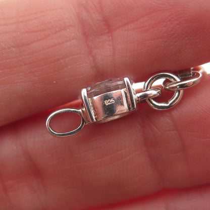 925 Sterling Silver Round & Pear-Cut C Z Drop Charm Pendant