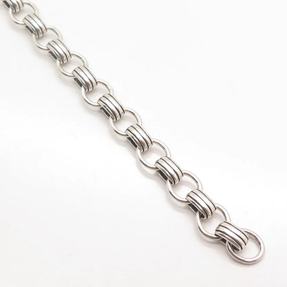 925 Sterling Silver Vintage Rolo Link Bracelet 7"