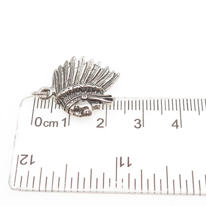 925 Sterling Silver Vintage 1982 Southwestern Indian Chief Mini Charm Pendant