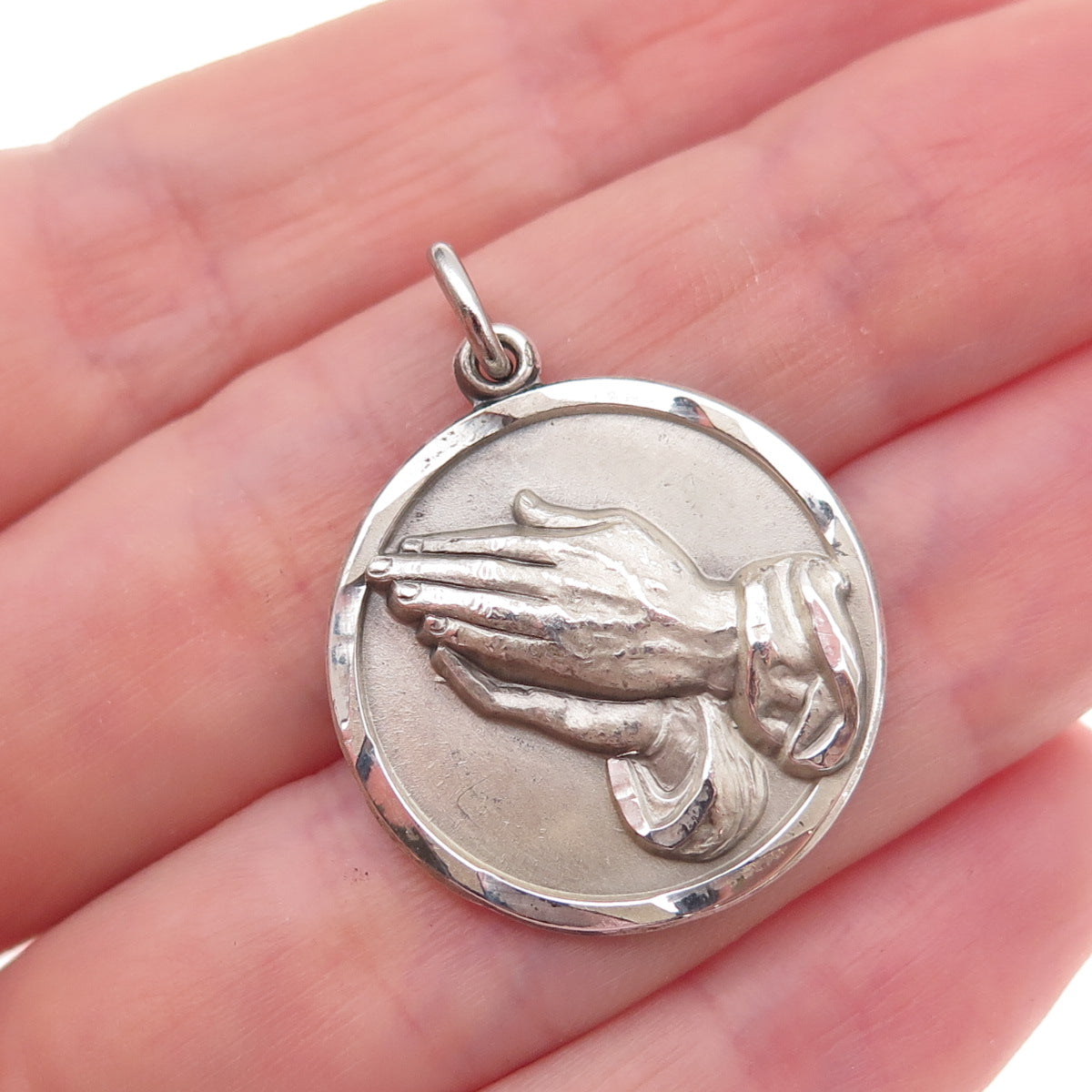 Atelier 925 Sterling Silver Vintage Prayer Hands Religious Charm Pendant